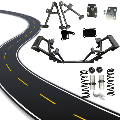 79-93 Fox Mustang Kit includes K-Member, Choice of Engine Mounts, Bushing Style A-Arms, Coil Over Kit W/ Choice of Spring Rate & CC Plates $1429.00(KIT4-79-93)