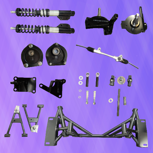 67 -70 Mustang W/ Fox Manual Steering Street Kit, W/ 70-73 Spindles for Aftermarket Brakes(MU-6773M) $3450.00 To $4250.00